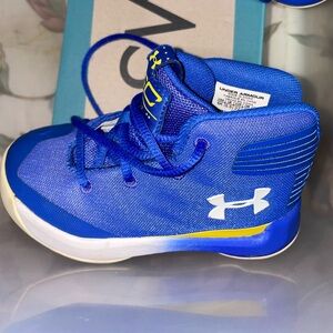 Under Armour Blue and Yellow Sneakers High-Top Athletic Shoes